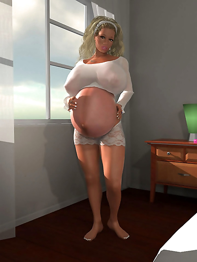 Horny busty pregnant 3d babe..